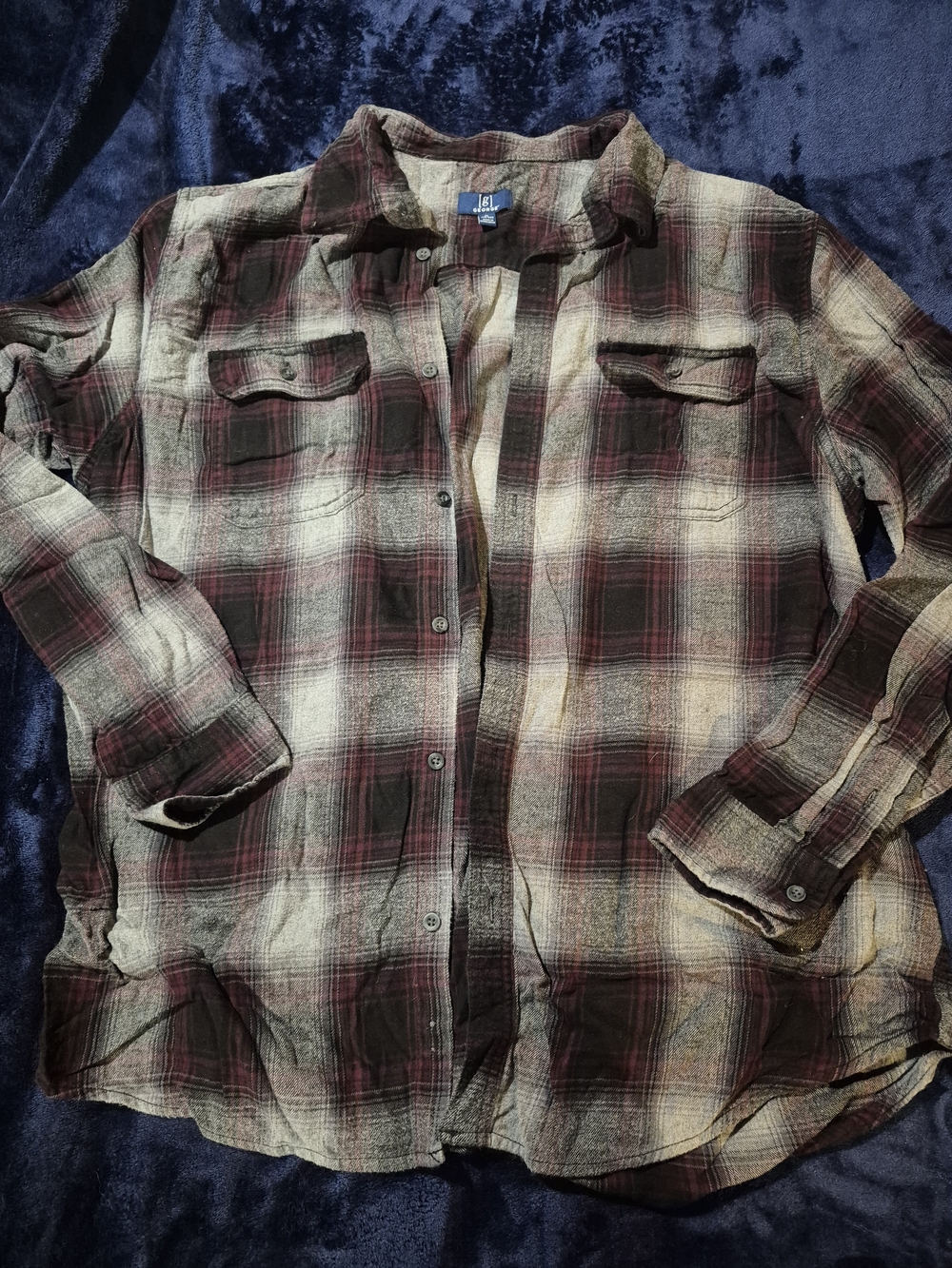 George Men's Plaid Shirt Jacket in Burgundy, Black, Cream